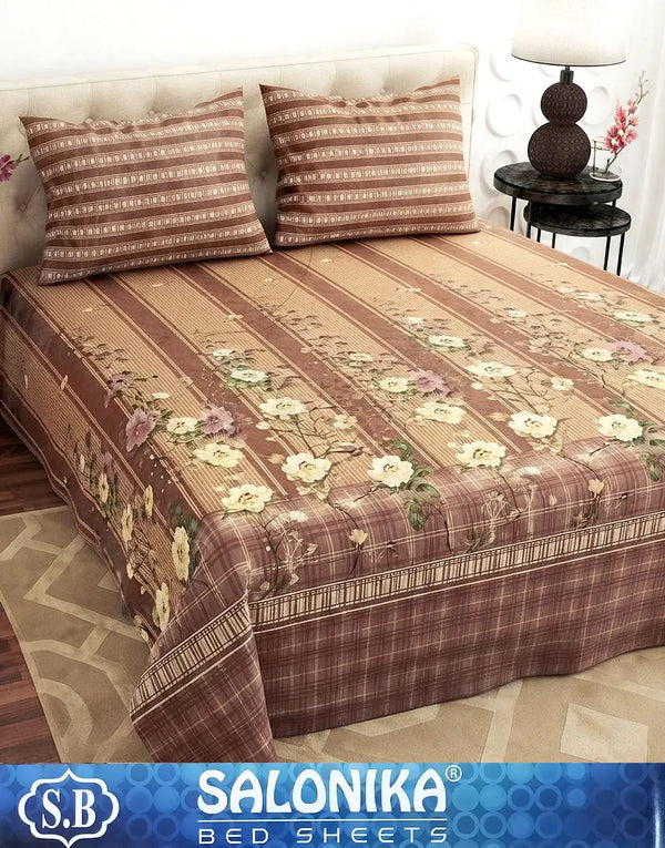 Salonika 3-Piece Mix Cotton King Size Bedsheet with Pillow Covers