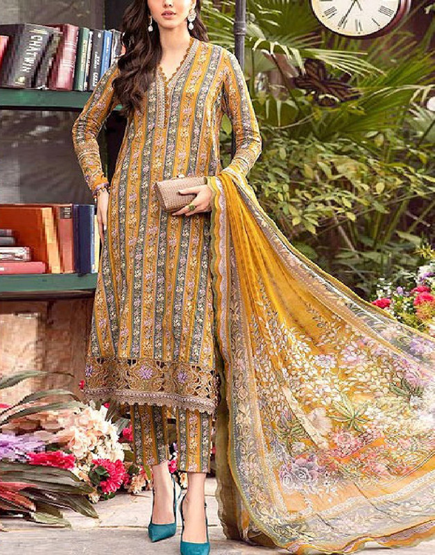Unstitched All-Over Print Embroidered Lawn 3-Piece Suit with Printed Chiffon Dupatta.