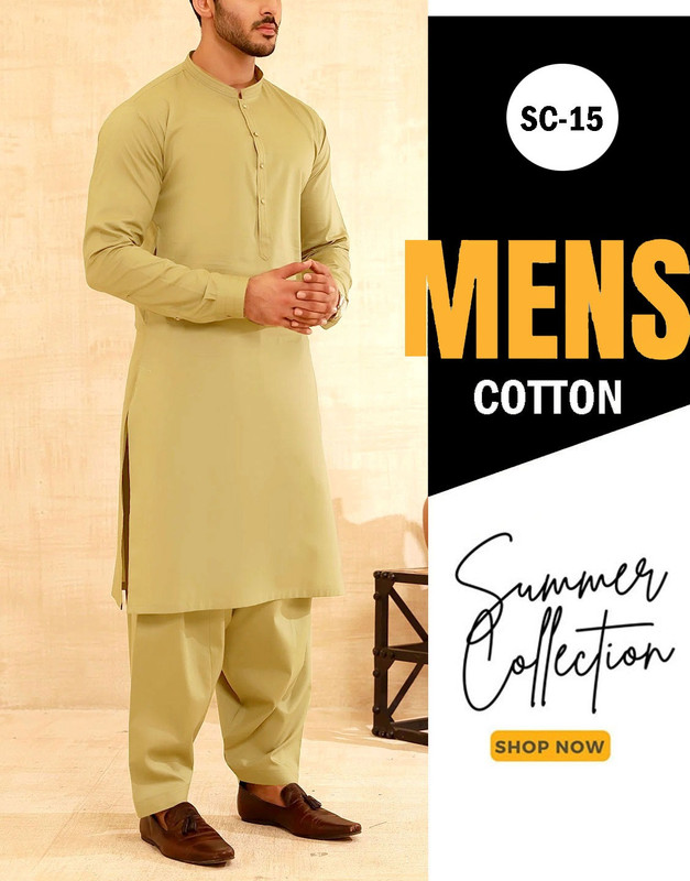 IB Swiss Men's unstitched Shalwar Kameez fabric (4.5M) made of premium soft Egyptian Cotton