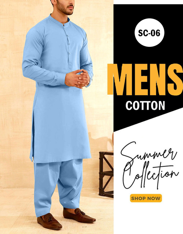 IB Swiss Men's unstitched Shalwar Kameez fabric 4.5M in premium soft Egyptian Cotton for summer