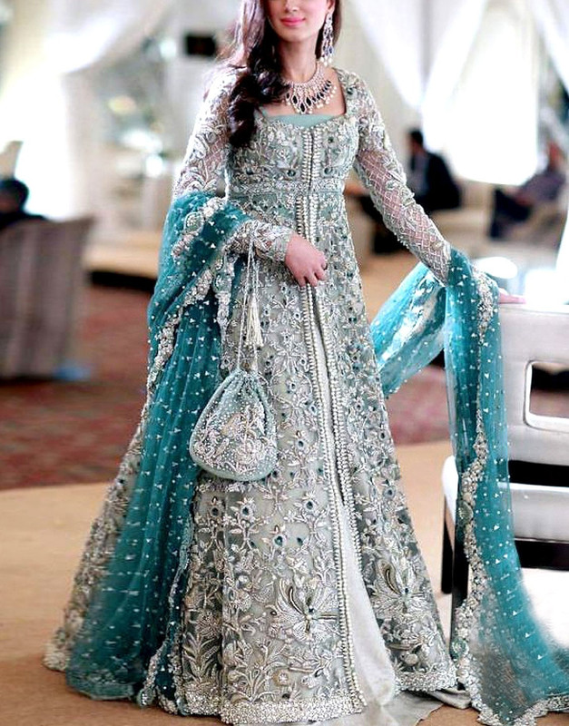 Luxury Heavy Embroidered Bridal Chiffon Maxi Dress 2026.
